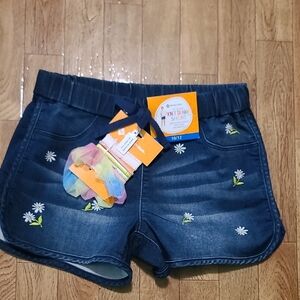 Blue Distressed Denim Shorts with Frayed Hem (AB1)